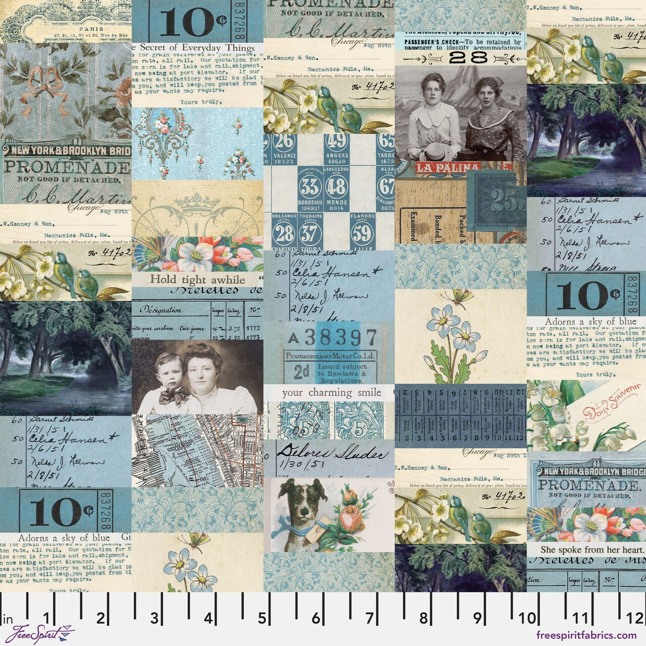 Collage in Blue (pwth280.blue) | Eclectic Elements Palette in Blue | Tim Holtz | Free Spirit